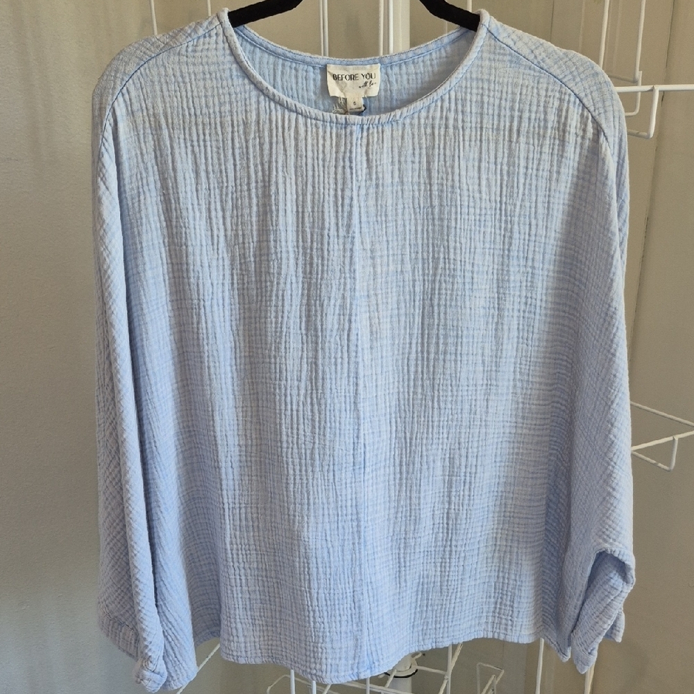Womens Sky Blue Gauze Top
